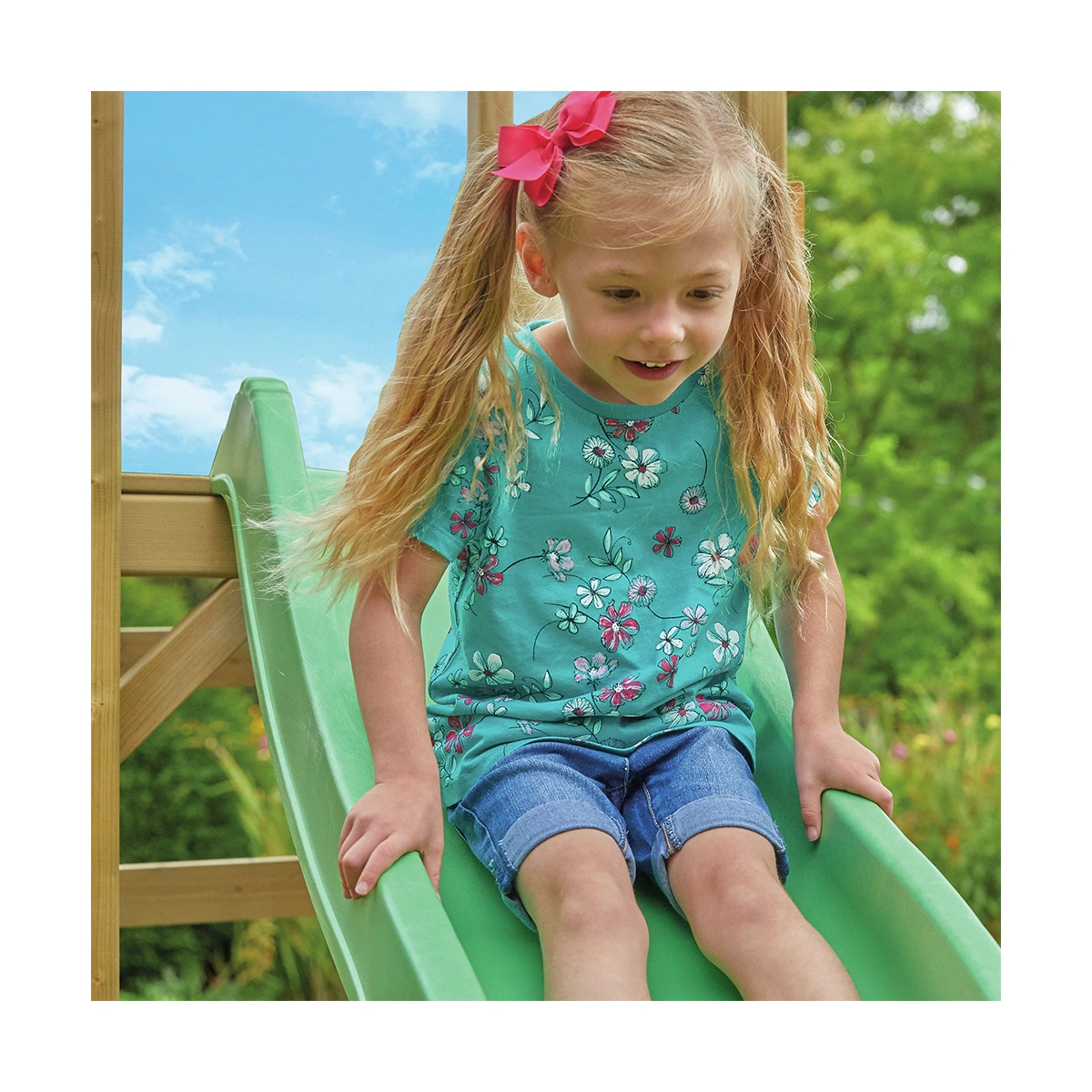 TP Robin Wooden Kids Swing and 6ft Slide Multiplay