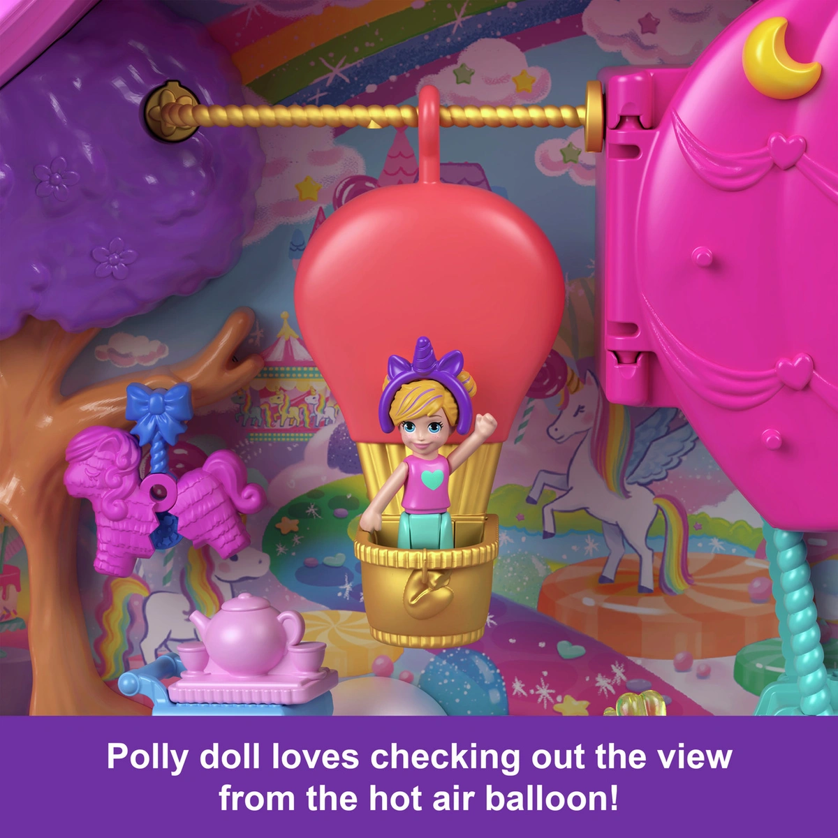 Polly Pocket Unicorn Partyland Playset & Doll Playset