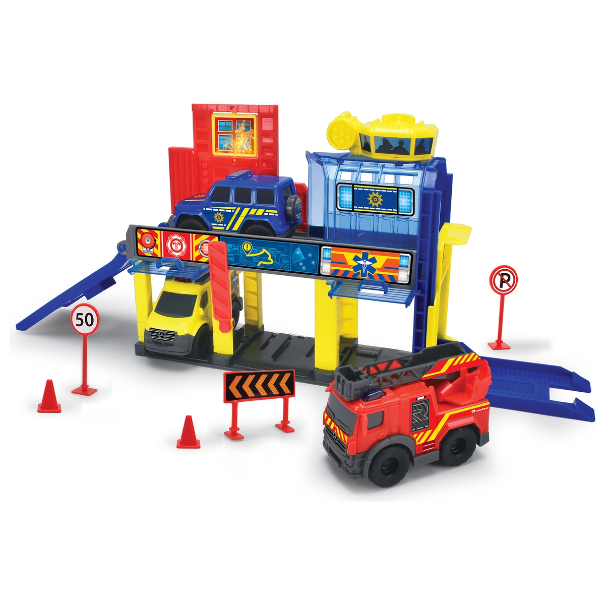 Dickie Micro Emergency Services Station and Vehicle Playset