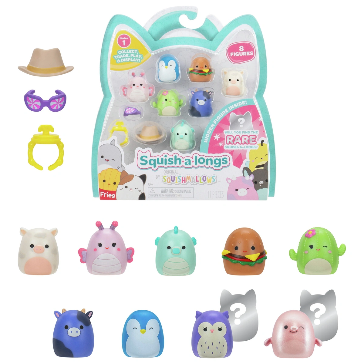 Squish-A-Longs Shimmery Chase Plush-Pack of 8