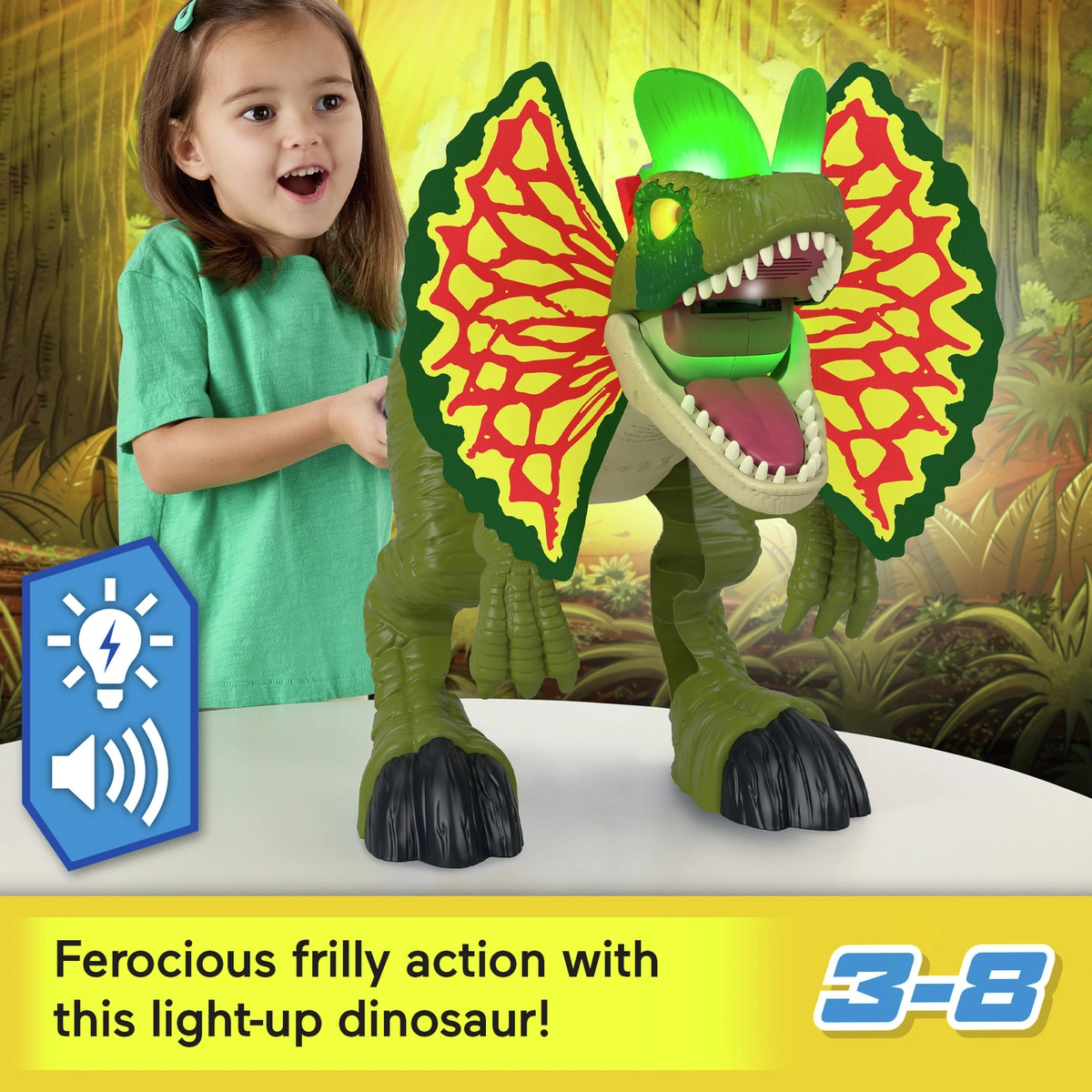 Imaginext Jurassic World Attack Dilophosaurus Dinosaur Toy