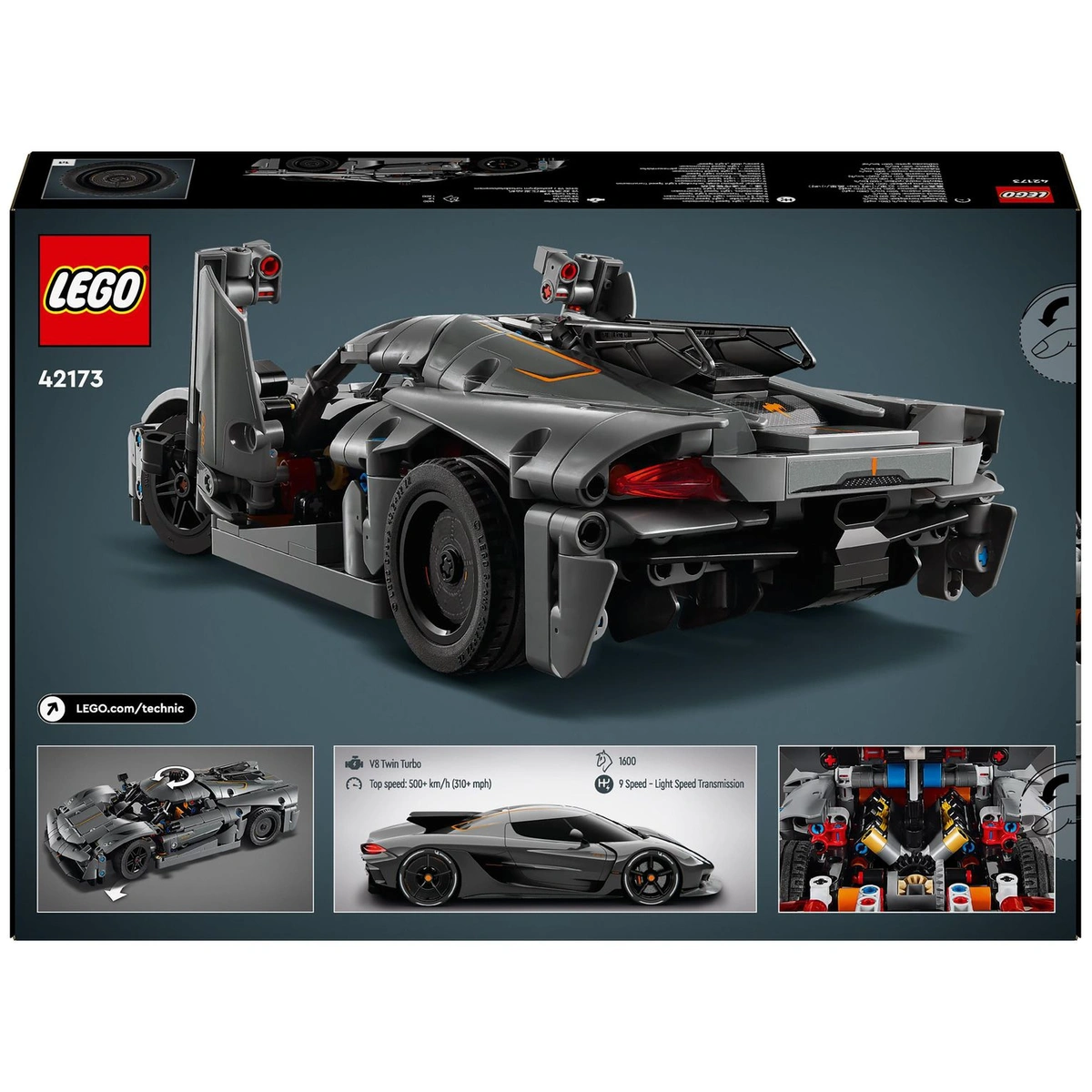 LEGO Technic Koenigsegg Jesko Absolut Grey Hypercar 42173