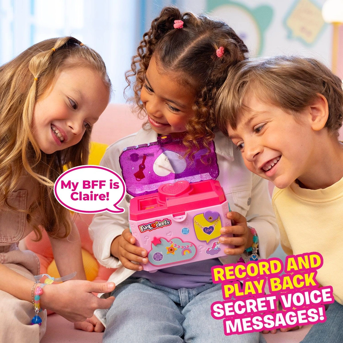 FunLockets Secret Jewellery Box with Message Recorder-Pink