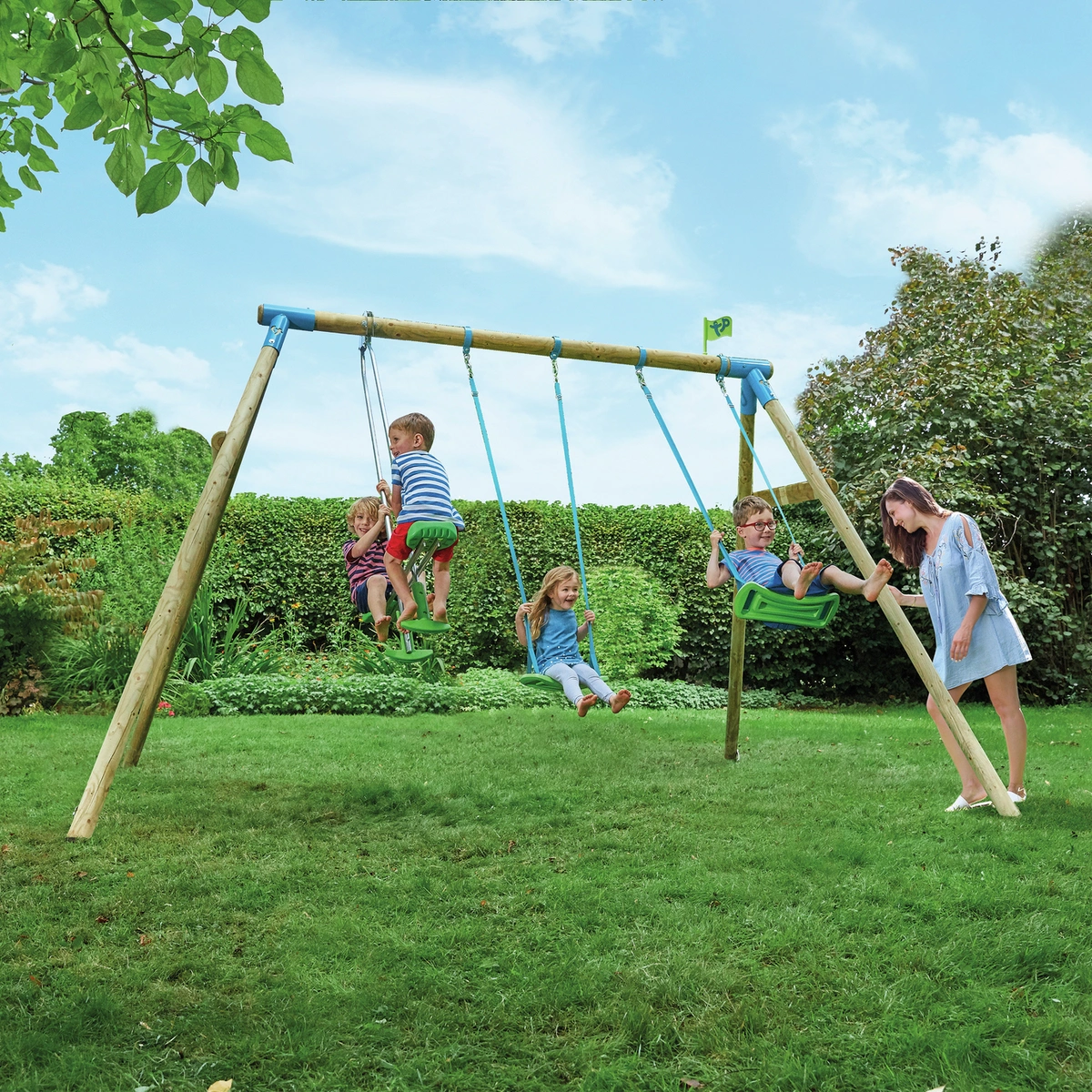 TP Heron Kids Wooden Garden Swing Set and Glider
