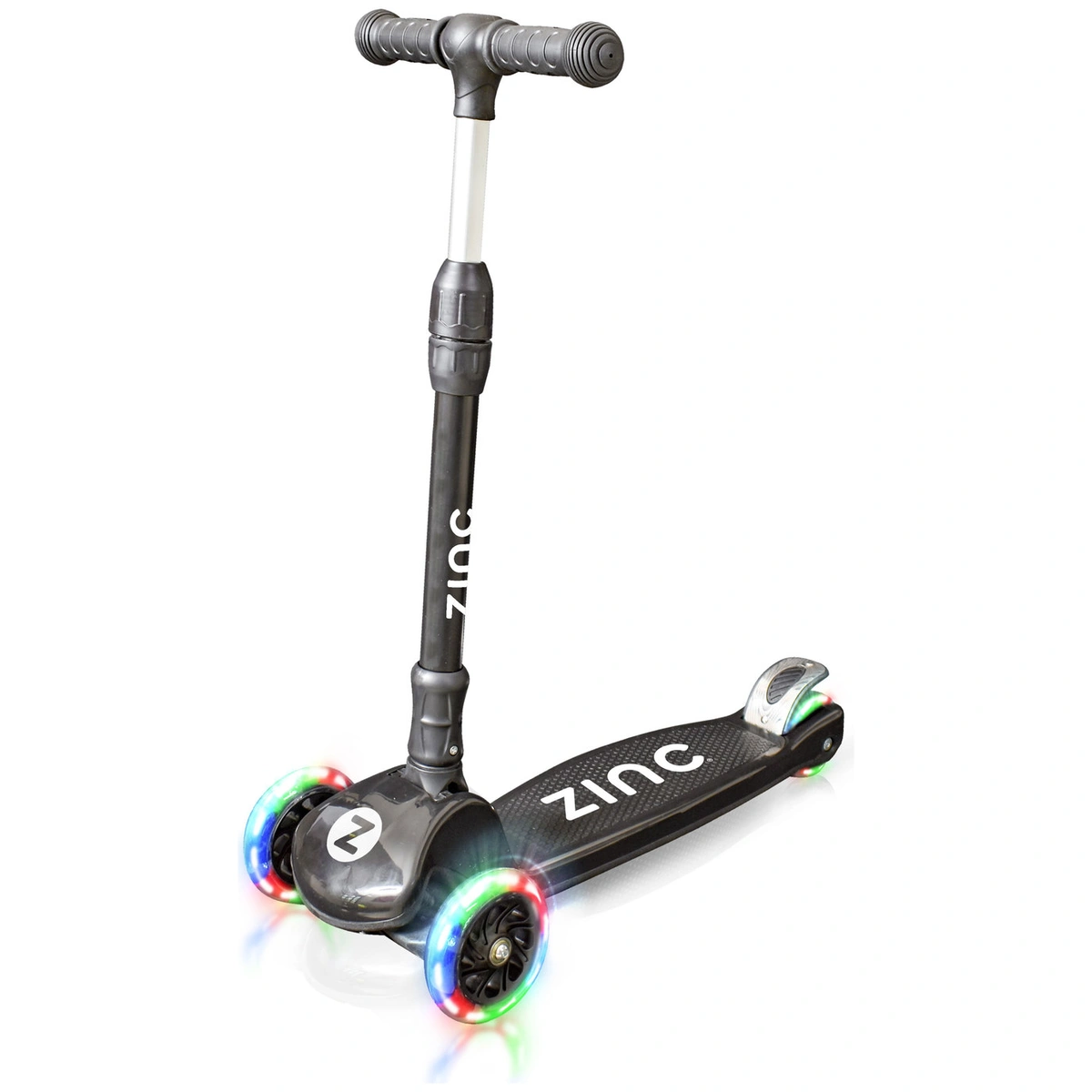 Zinc T-Motion Foldable Light Up 3 Wheel Scooter - Black