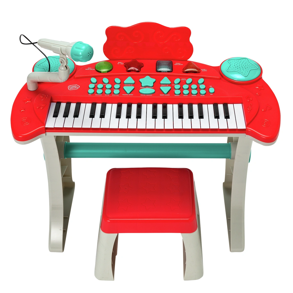 Chad Valley Keyboard Stand and Stool - Red