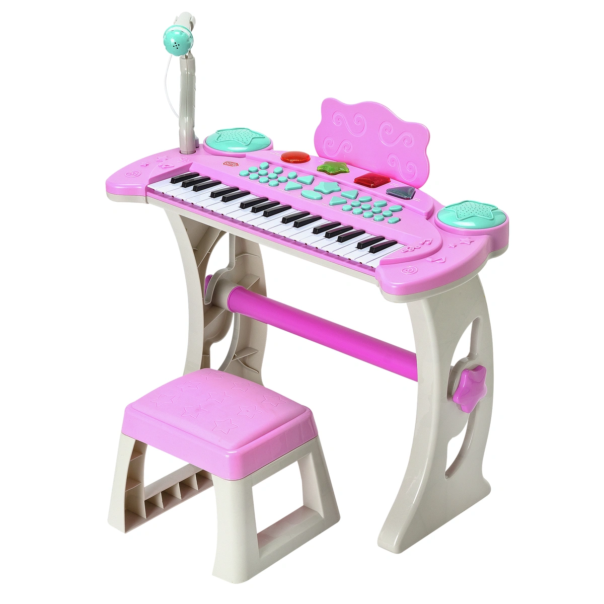 Chad Valley Keyboard Stand and Stool - Pink