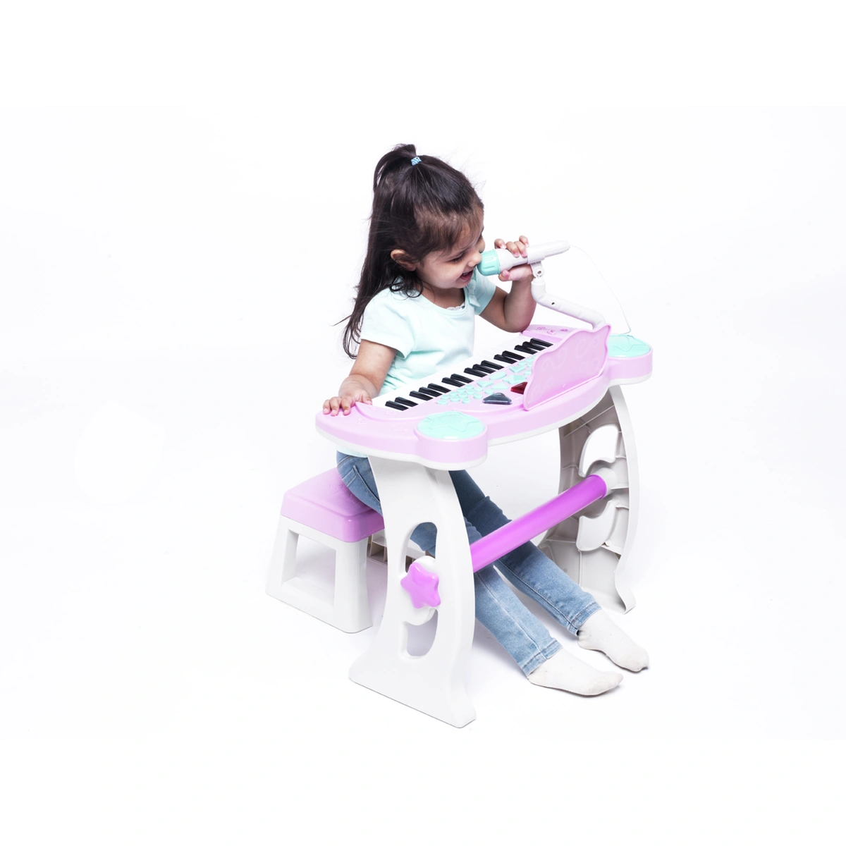 Chad Valley Keyboard Stand and Stool - Pink
