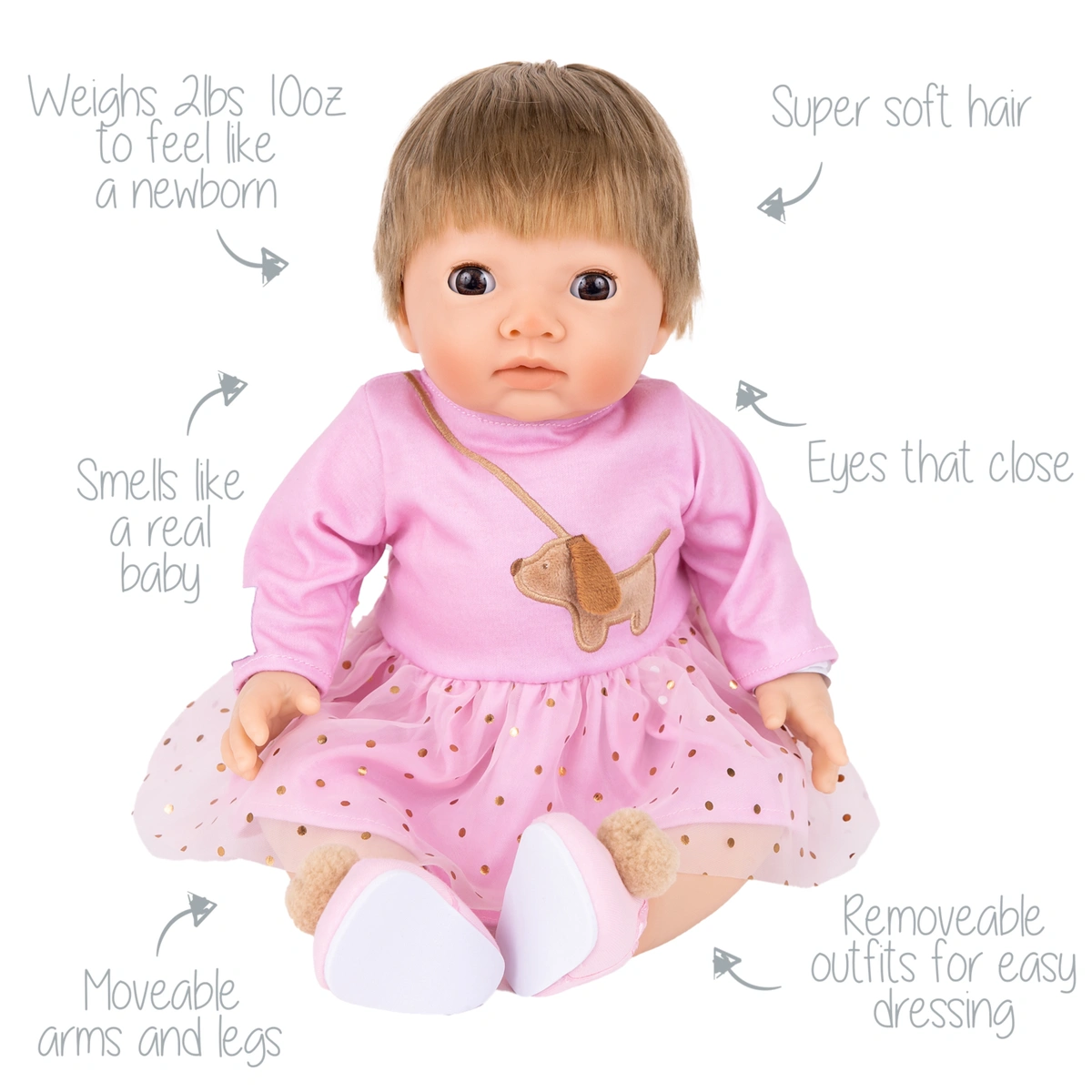 Tiny Treasures Puppy Play Time Doll - 44cm Baby Doll