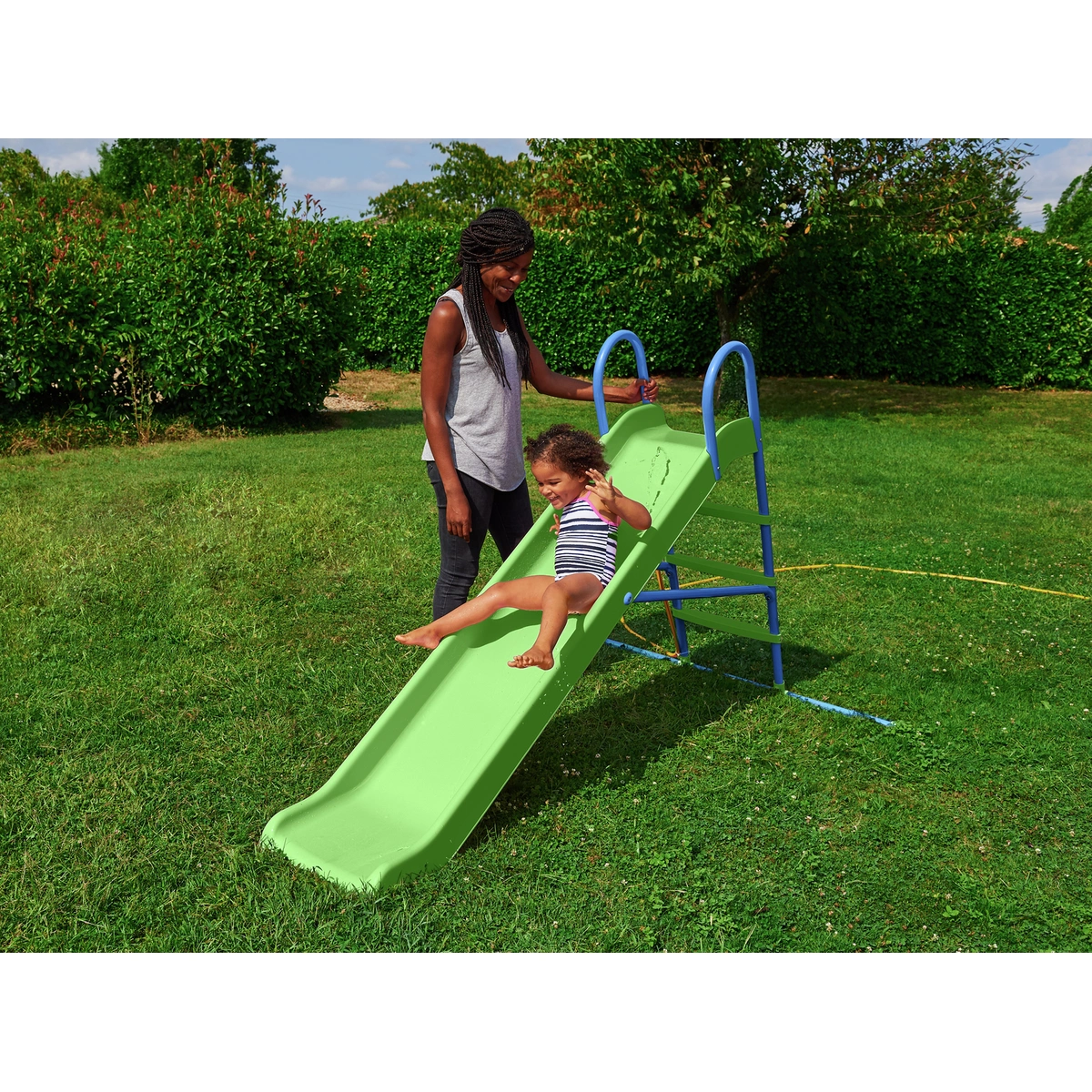 Chad Valley 7ft Kids Garden Slide - Green and Blue