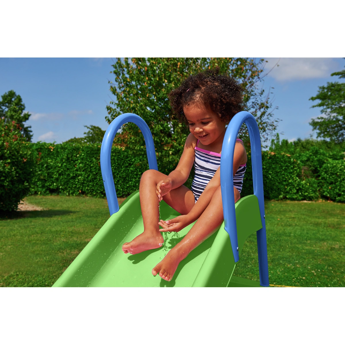 Chad Valley 7ft Kids Garden Slide - Green and Blue