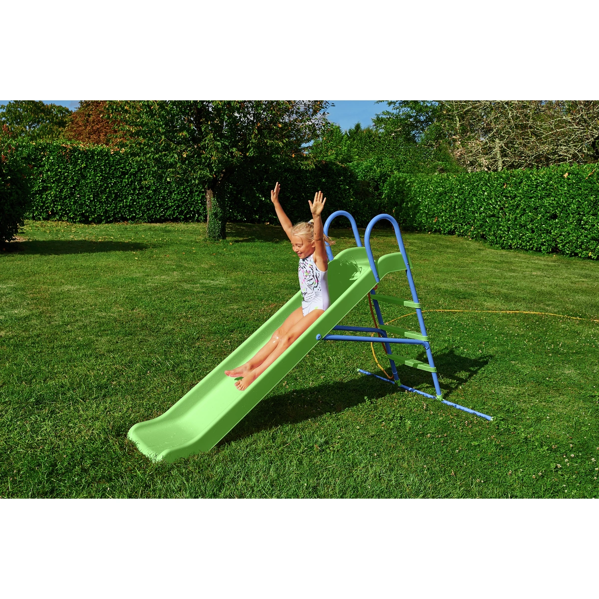 Chad Valley 7ft Kids Garden Slide - Green and Blue