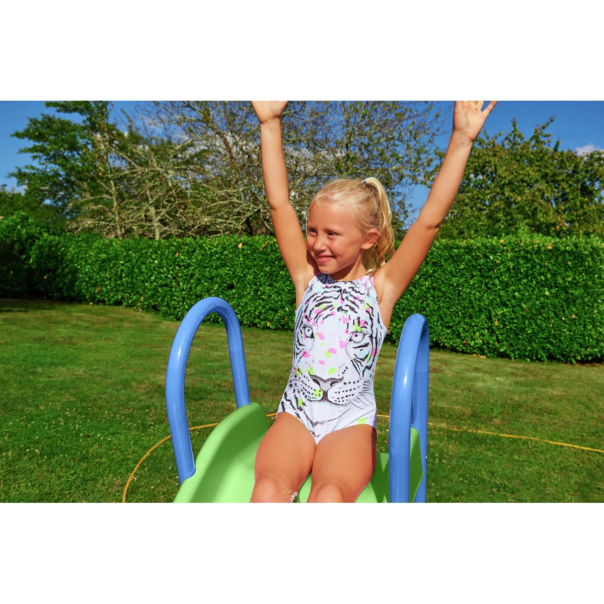 Chad Valley 7ft Kids Garden Slide - Green and Blue