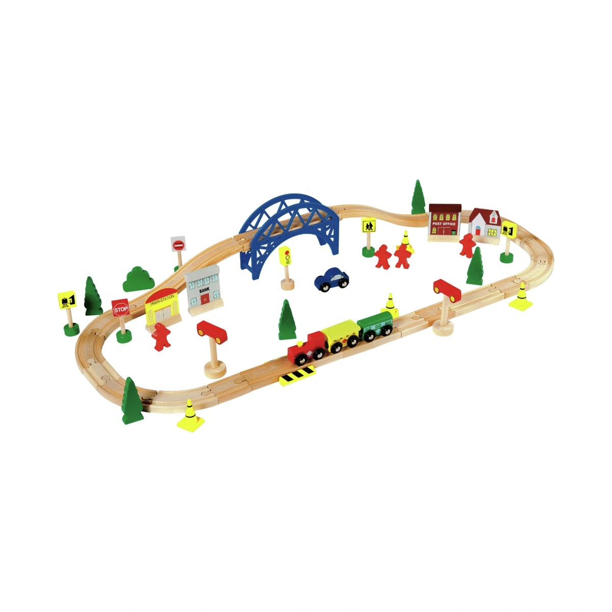 Chad Valley Wooden Train Set - 60 Piece