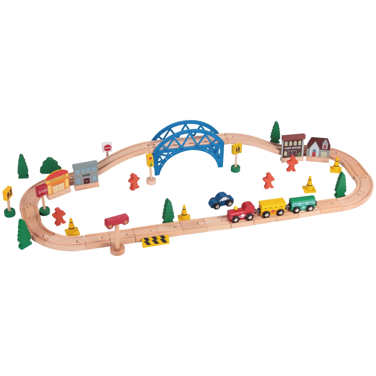 Chad Valley Wooden Train Set - 60 Piece