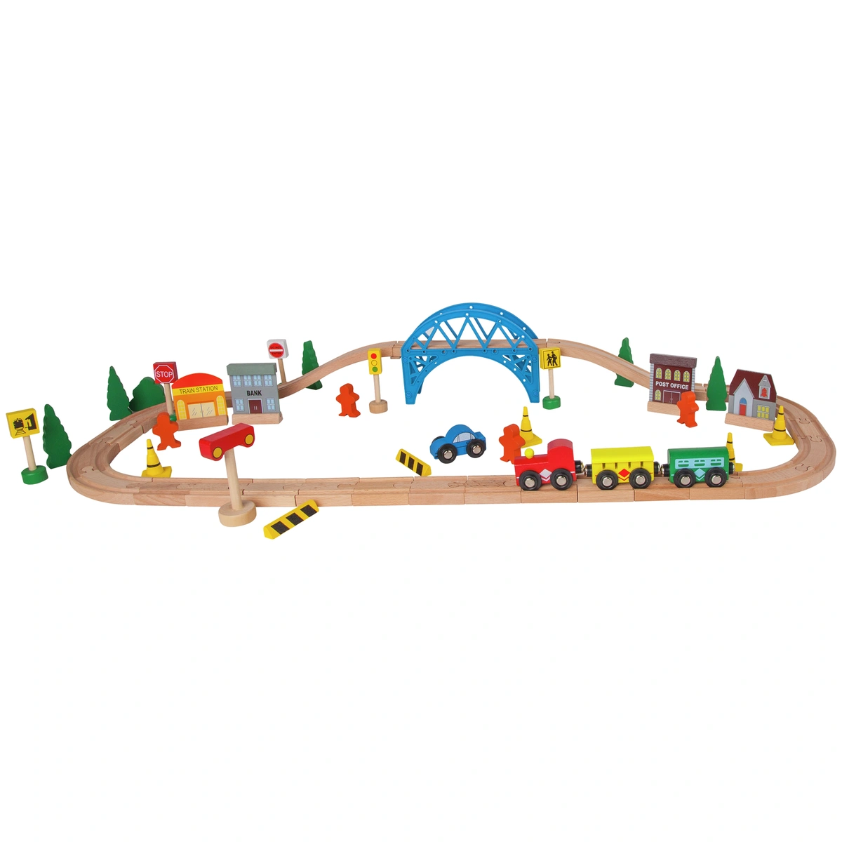 Chad Valley Wooden Train Set - 60 Piece