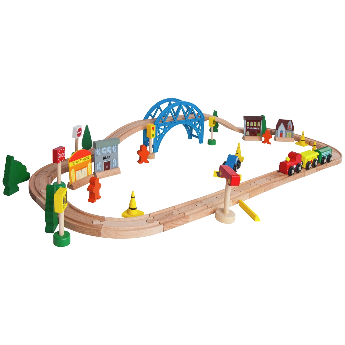 Chad Valley Wooden Train Set - 60 Piece