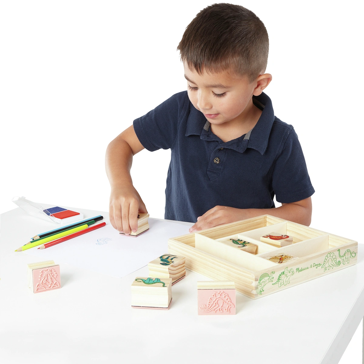 Melissa & Doug Wooden Dinosaur Stamp Set