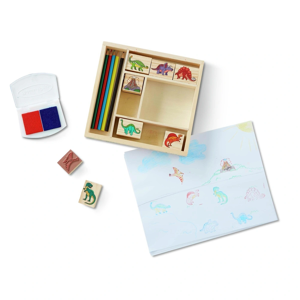 Melissa & Doug Wooden Dinosaur Stamp Set