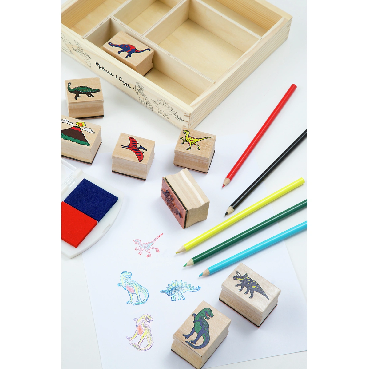 Melissa & Doug Wooden Dinosaur Stamp Set