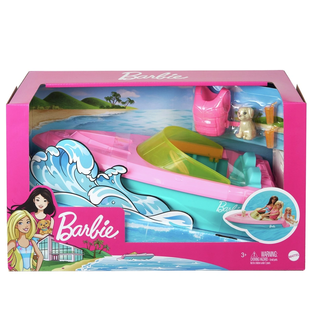 Barbie Boat with Puppy Figure playset