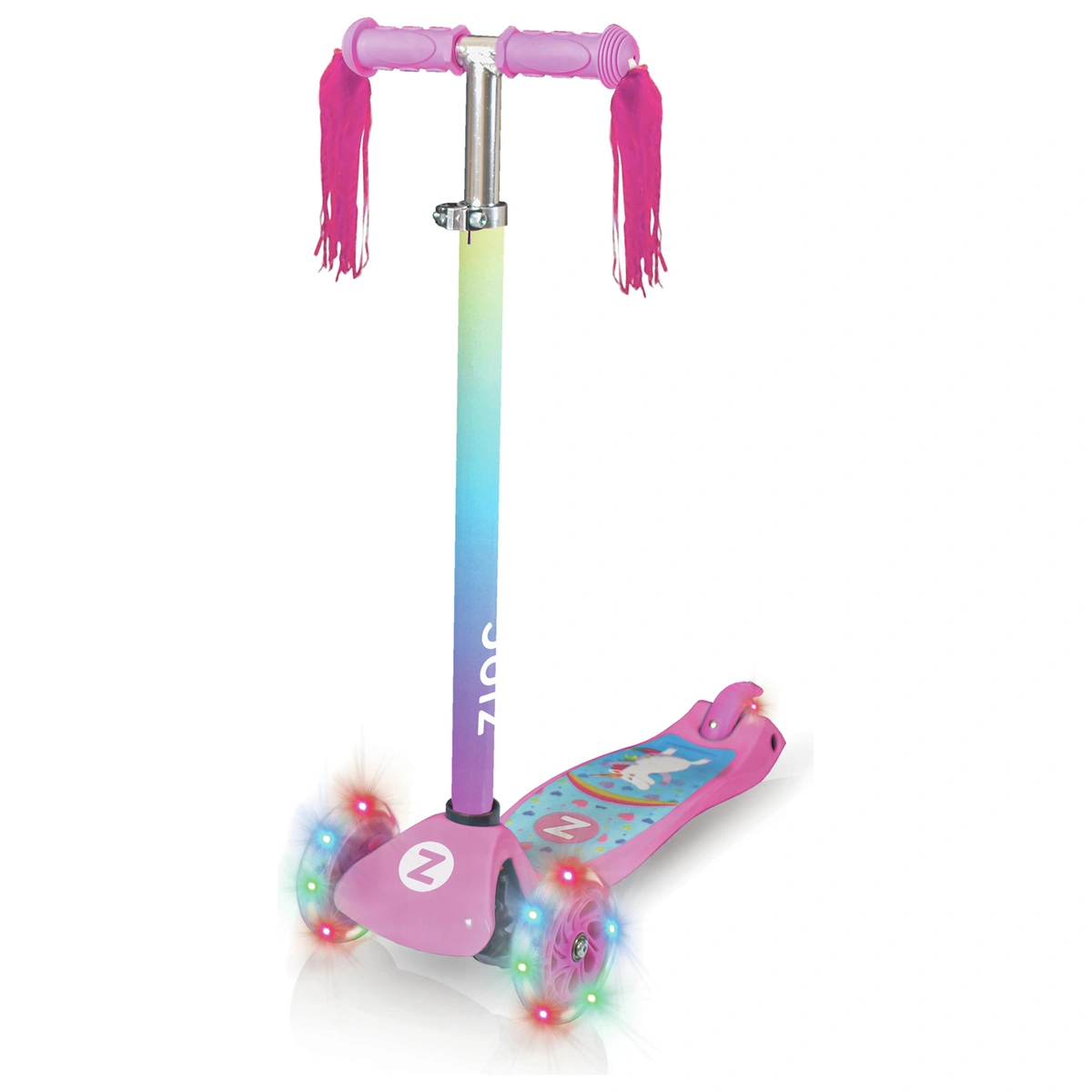 Zinc Safari Unicorn Light Up 3 Wheel Scooter