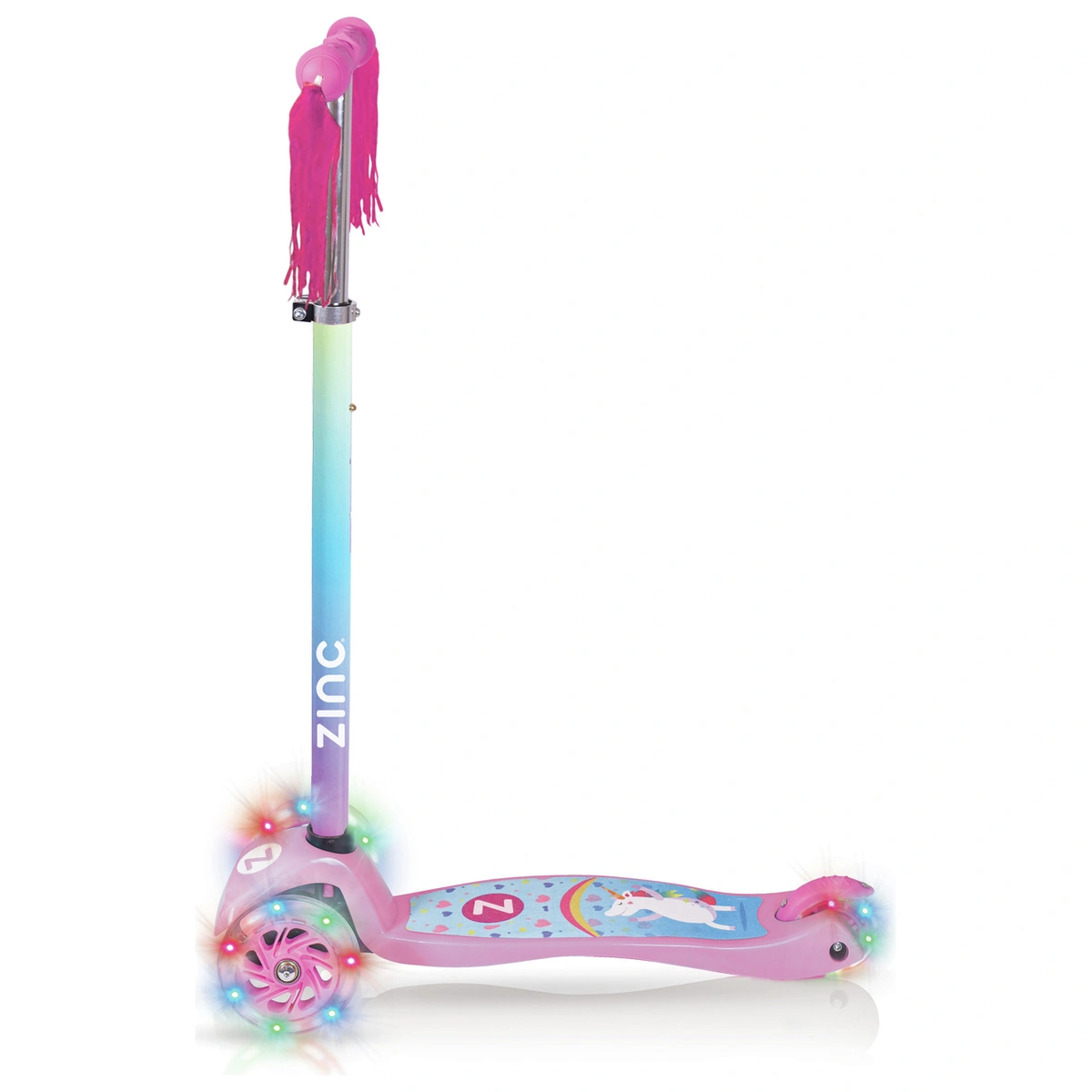 Zinc Safari Unicorn Light Up 3 Wheel Scooter