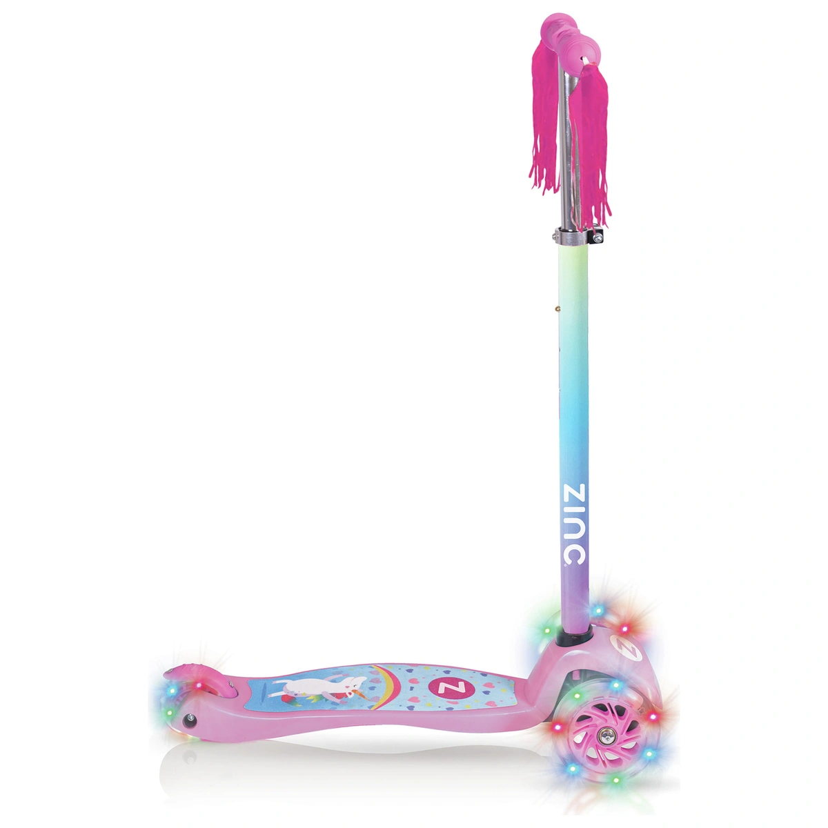 Zinc Safari Unicorn Light Up 3 Wheel Scooter