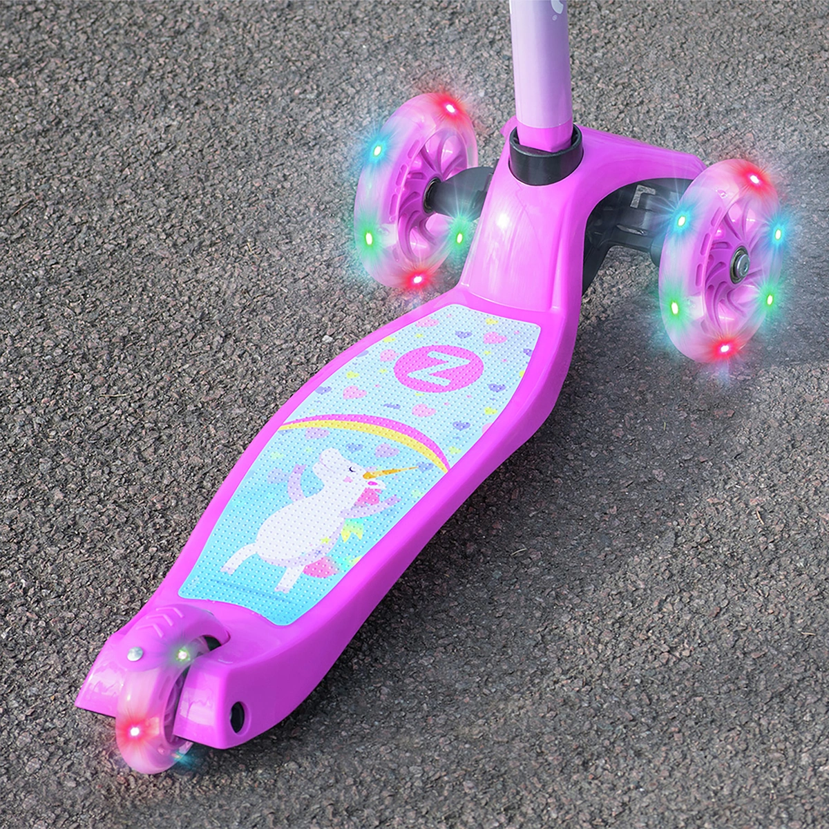 Zinc Safari Unicorn Light Up 3 Wheel Scooter