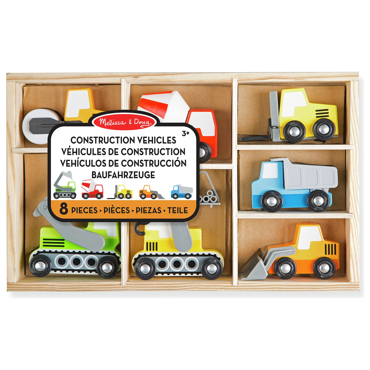 Melissa & Doug Wooden Construction Vehicles- Pack of 7
