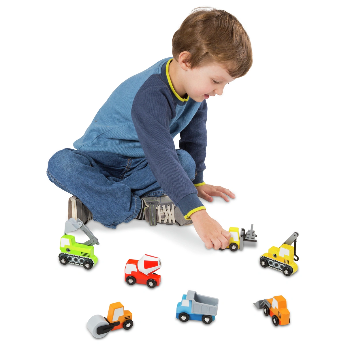Melissa & Doug Wooden Construction Vehicles- Pack of 7