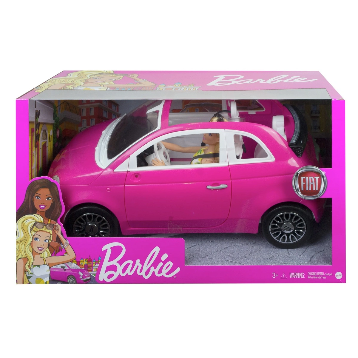 Barbie Pink Fiat 500 Car and Doll Playset