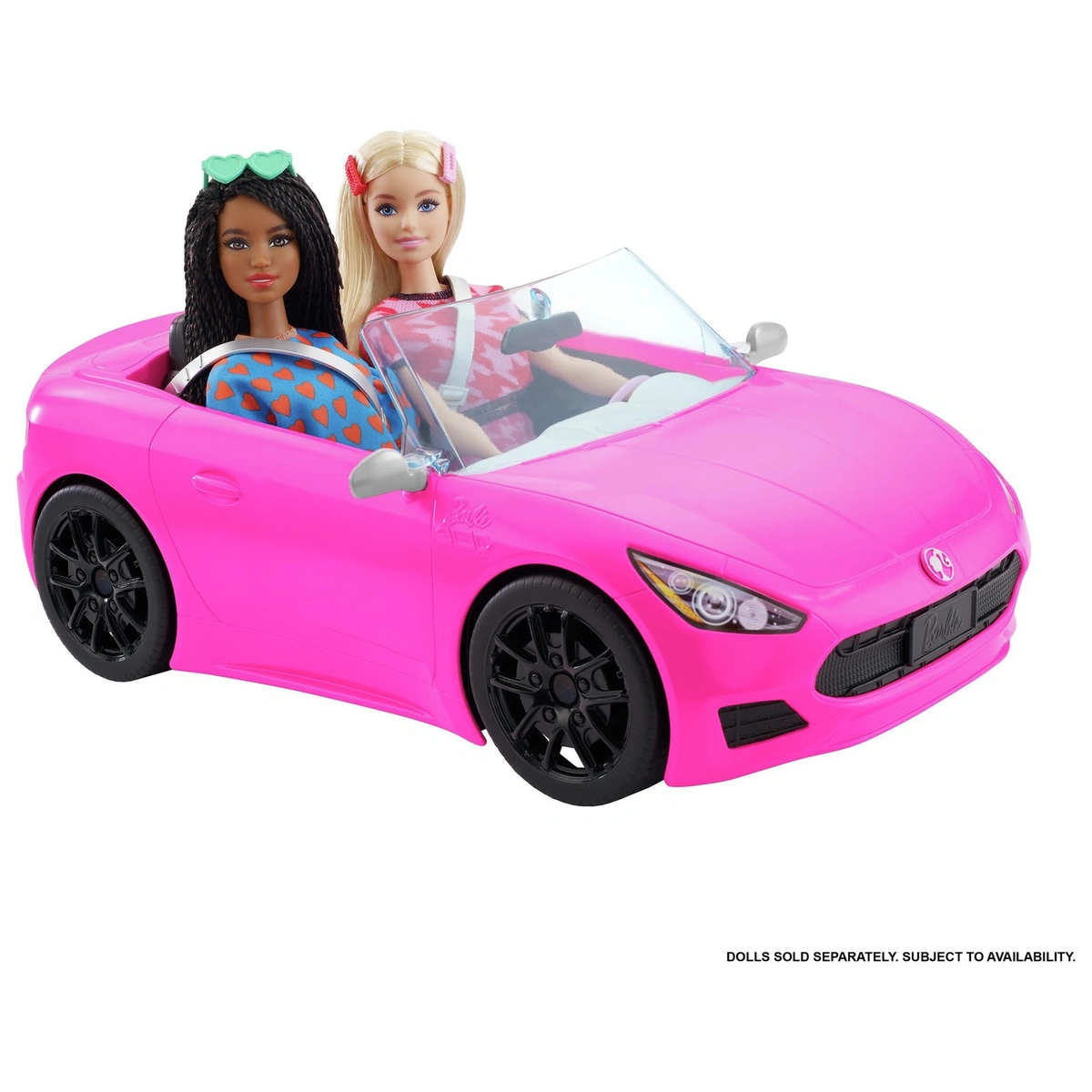 Barbie Pink Convertible 2-Seater Vehicle with Rolling Wheels