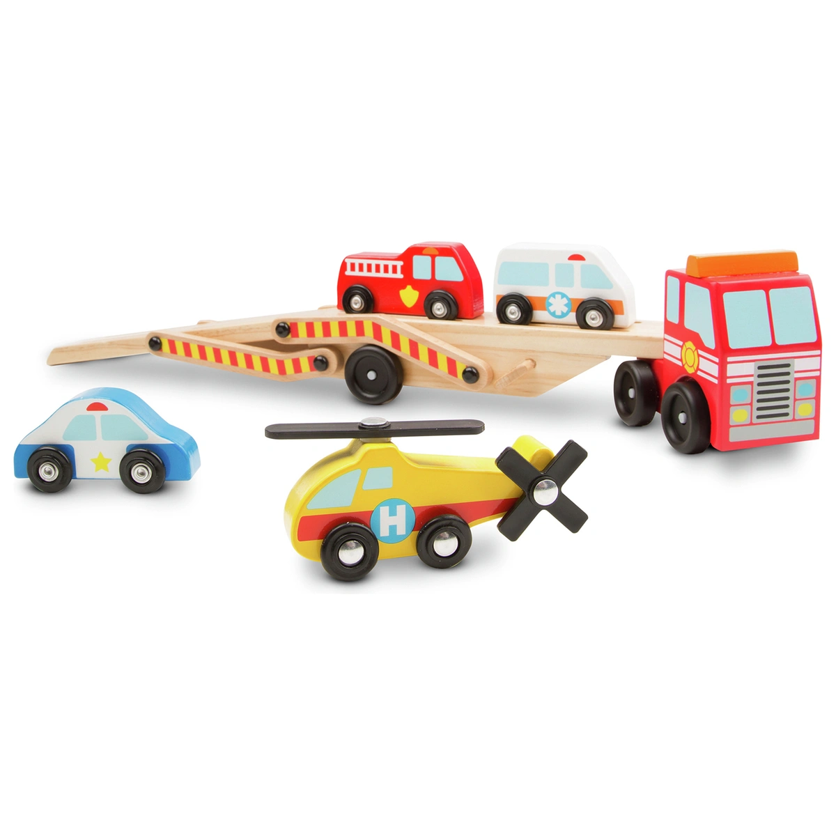 Melissa & Doug Wooden Emergency Vehicle Transporter Truck