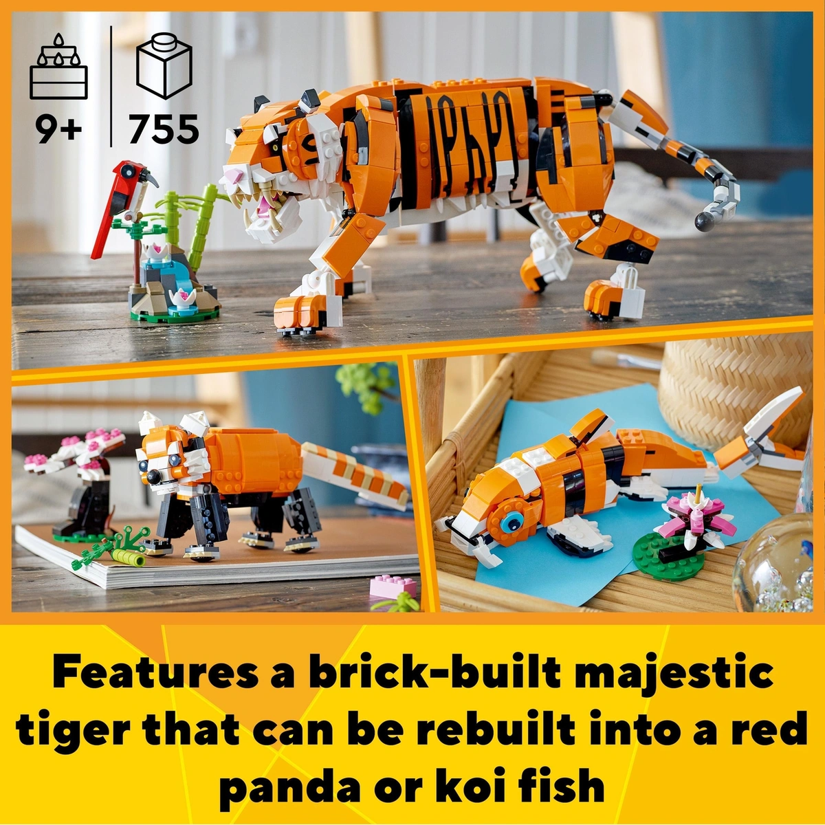 LEGO Creator 3in1 Majestic Tiger Animal Building Toy 31129