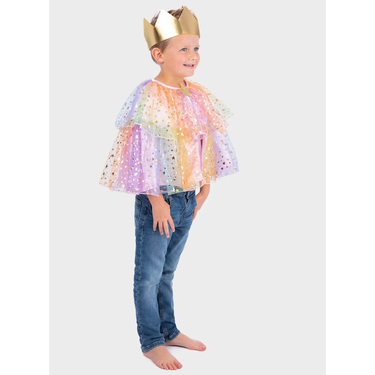 Rainbow Star Cape & Crown Fancy Dress Set One Size